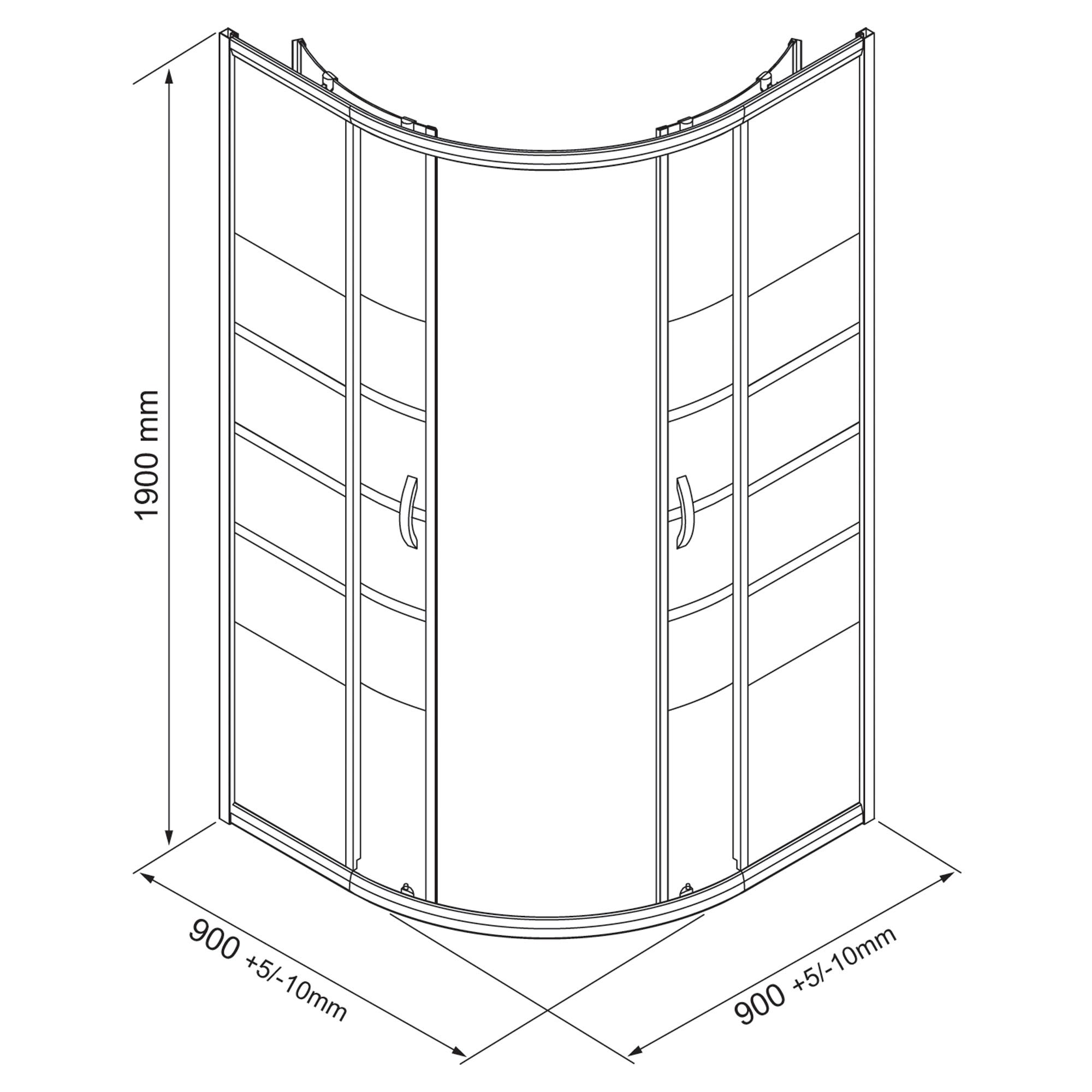 ONDEE ZEN - Porte de douche SHIVA - Coulissante 1/4 Cercle - Finition Chromé - 90x190cm - 3