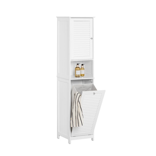 Cesto Para Ropa Sucia SoBuy BZR132-NG: Armario Multifuncional Con 1 Cesto Extraíble Y Encimera. Gris, 31.5x30x86 Cm. Organiza Tu Baño O Lavandería. Fijación A Pared.