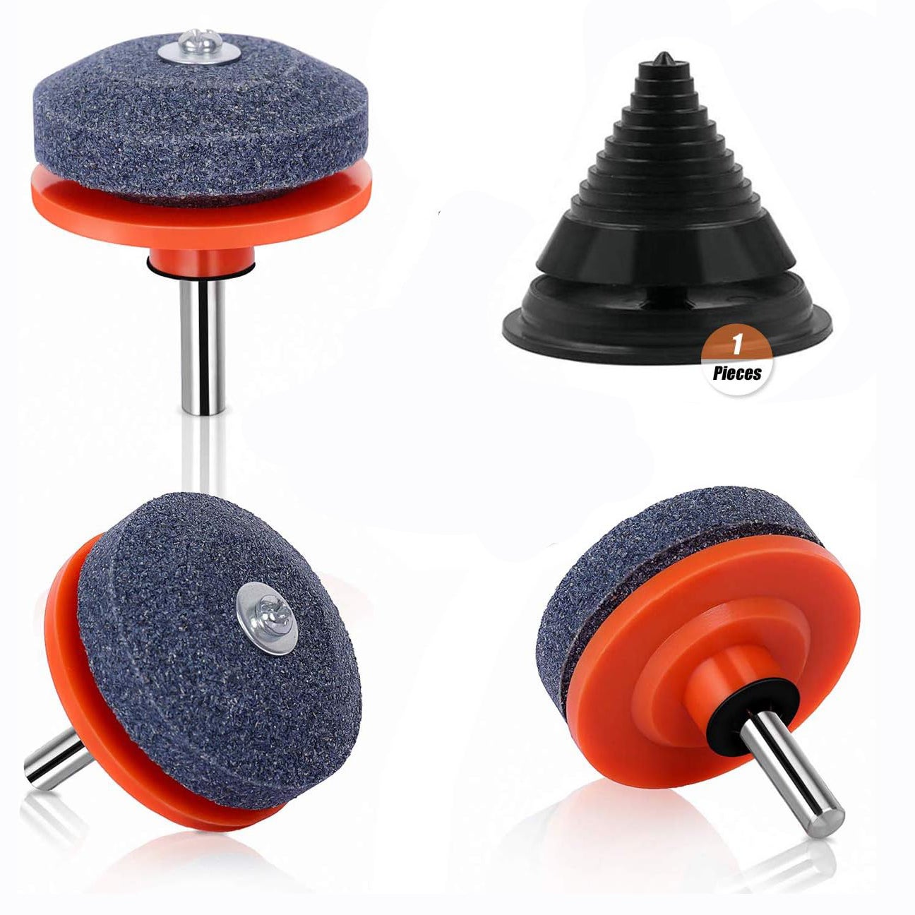 Aiguiseur De Couteau Tondeuse à Gazon Universel 4 Pièces - Affûteur Lame Tondeuse Corindon Double Couche Avec Équilibreur