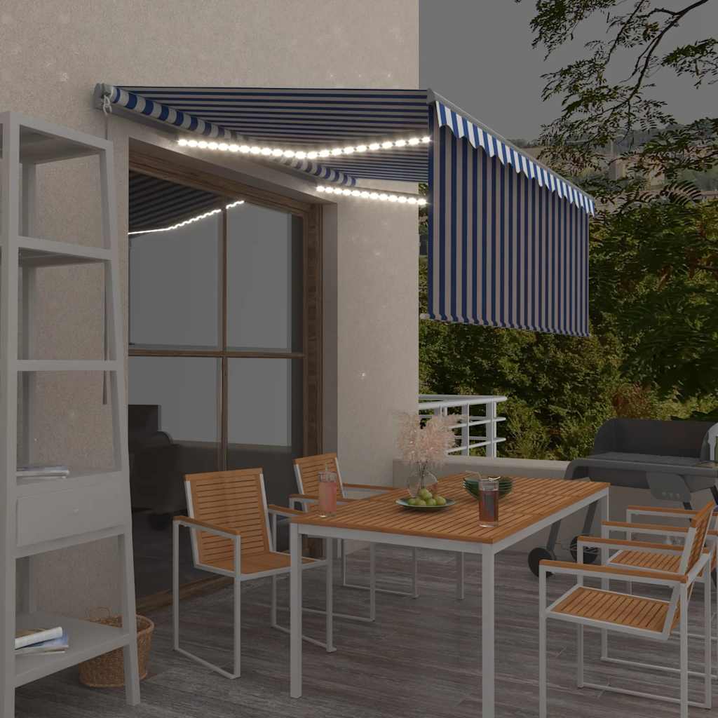Ręcznie zwijana markiza z zasłoną zacieniającą i LED, 3x2,5 m vidaXL