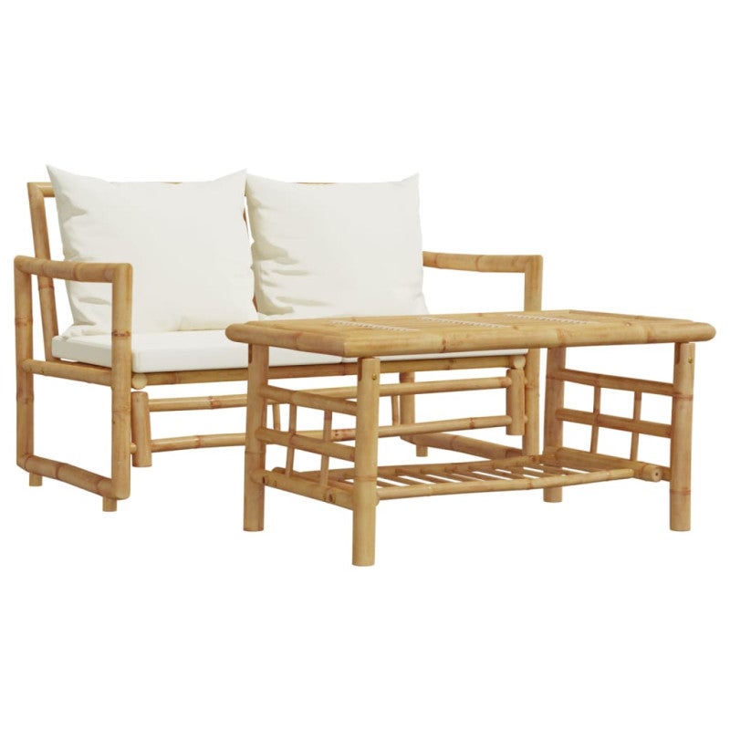 Salon de jardin 2 pcs avec coussins bambou - 2