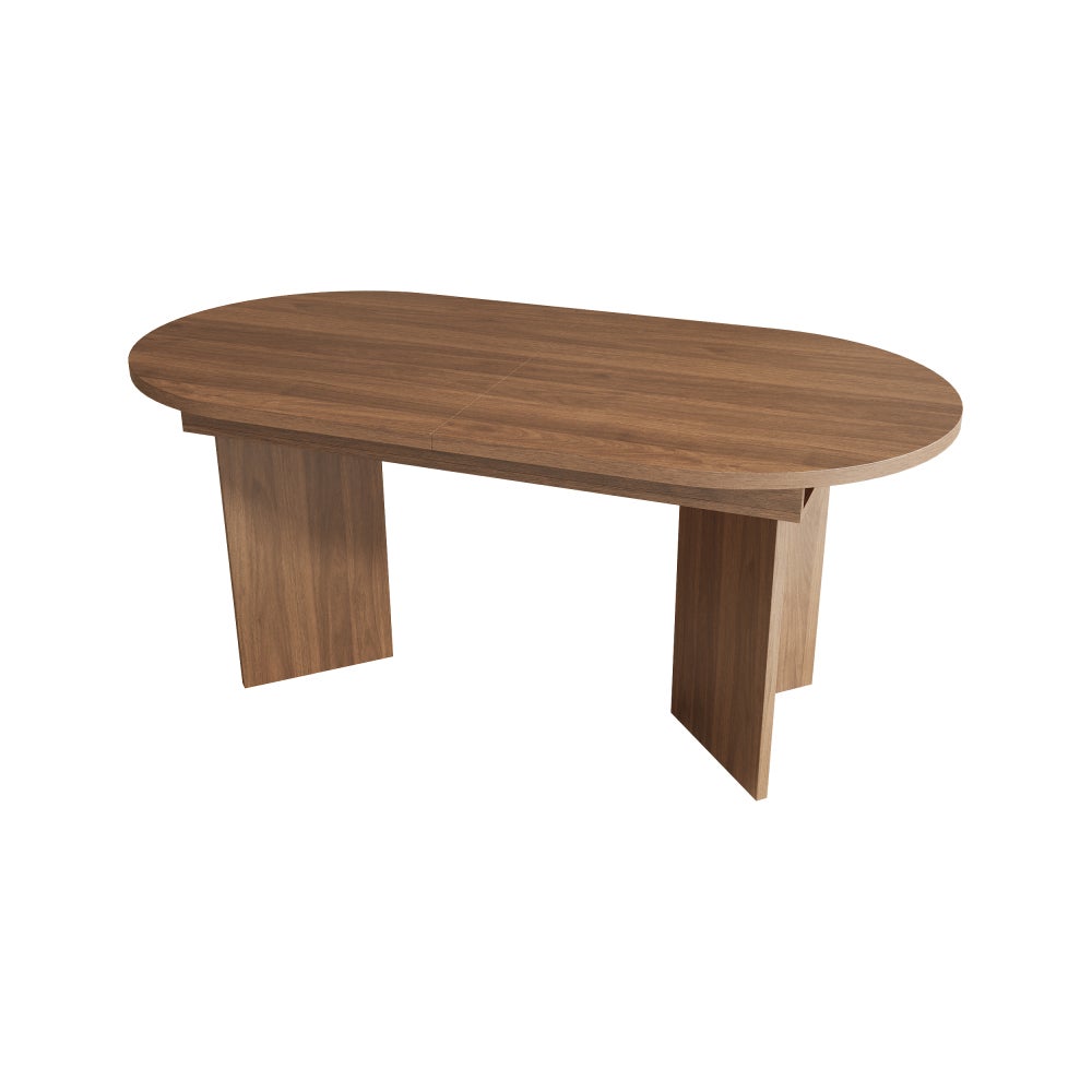 Table à manger extensible 140/180 * 90 cm, pour 6-8 personnes, coins arrondis, style simple, couleur noyer.. - 9