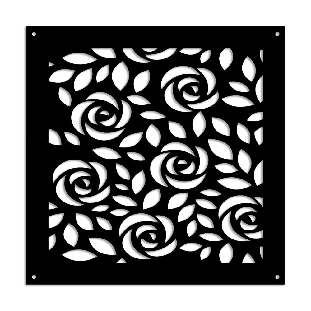 PETALI - Panel perforowany z PVC - Osłona przeciwsłoneczna - Rozmiar 98x98 cm - Grubość 1 cm - Kolor CZARNY