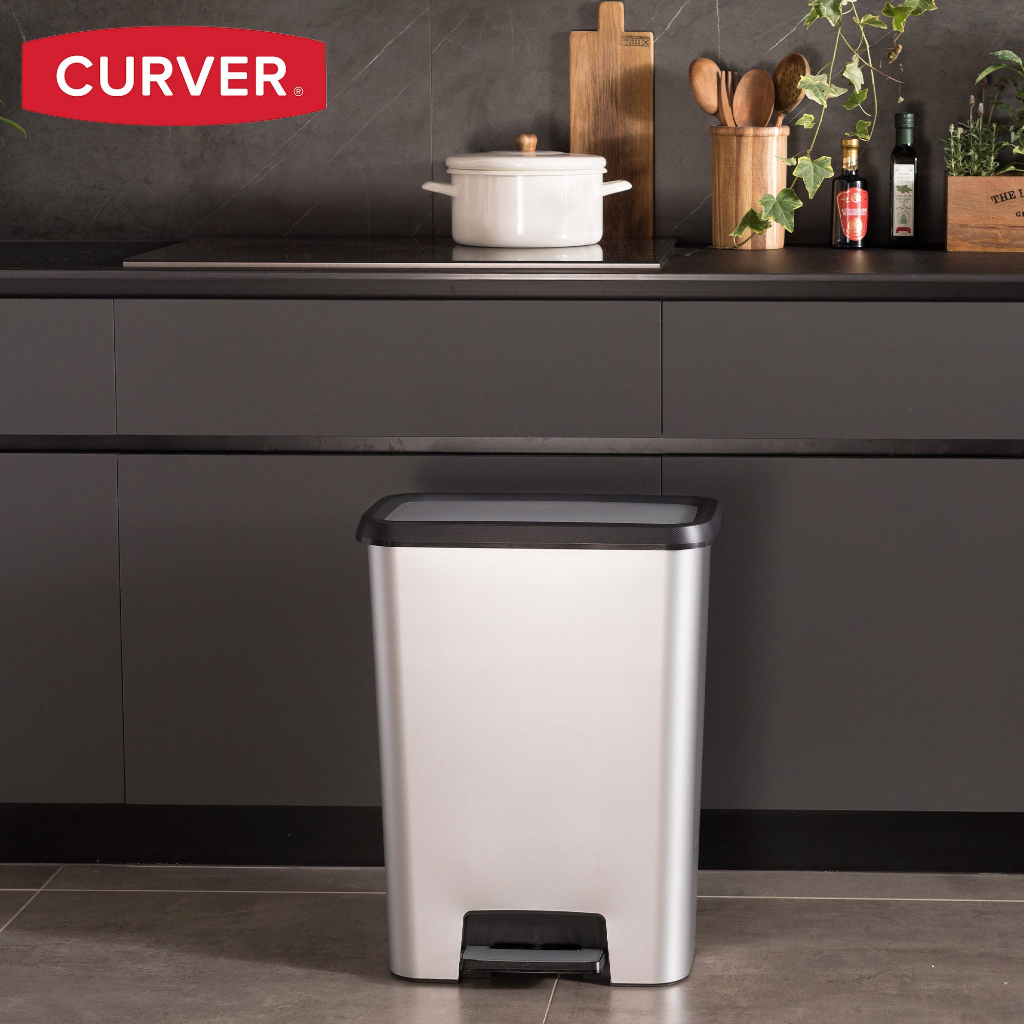 Curver Cubo de basura Compatta 25L metalizado - 7