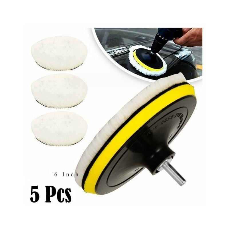 Batheidon Tamponi per lucidatura auto 125mm,Set 4 pezzi in lana naturale,Tamponi Per Lucidatura
