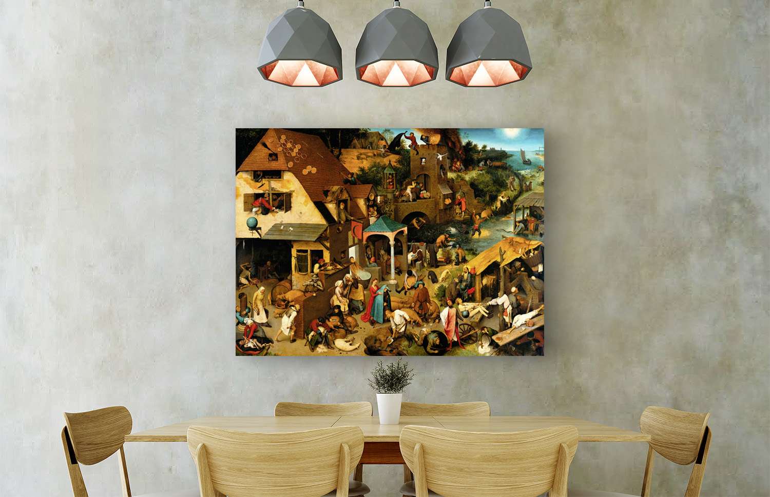 Peinture, impression sur toile - Pieter Bruegel l'Ancien, Les Proverbes hollandais - 100x70 cm - 2