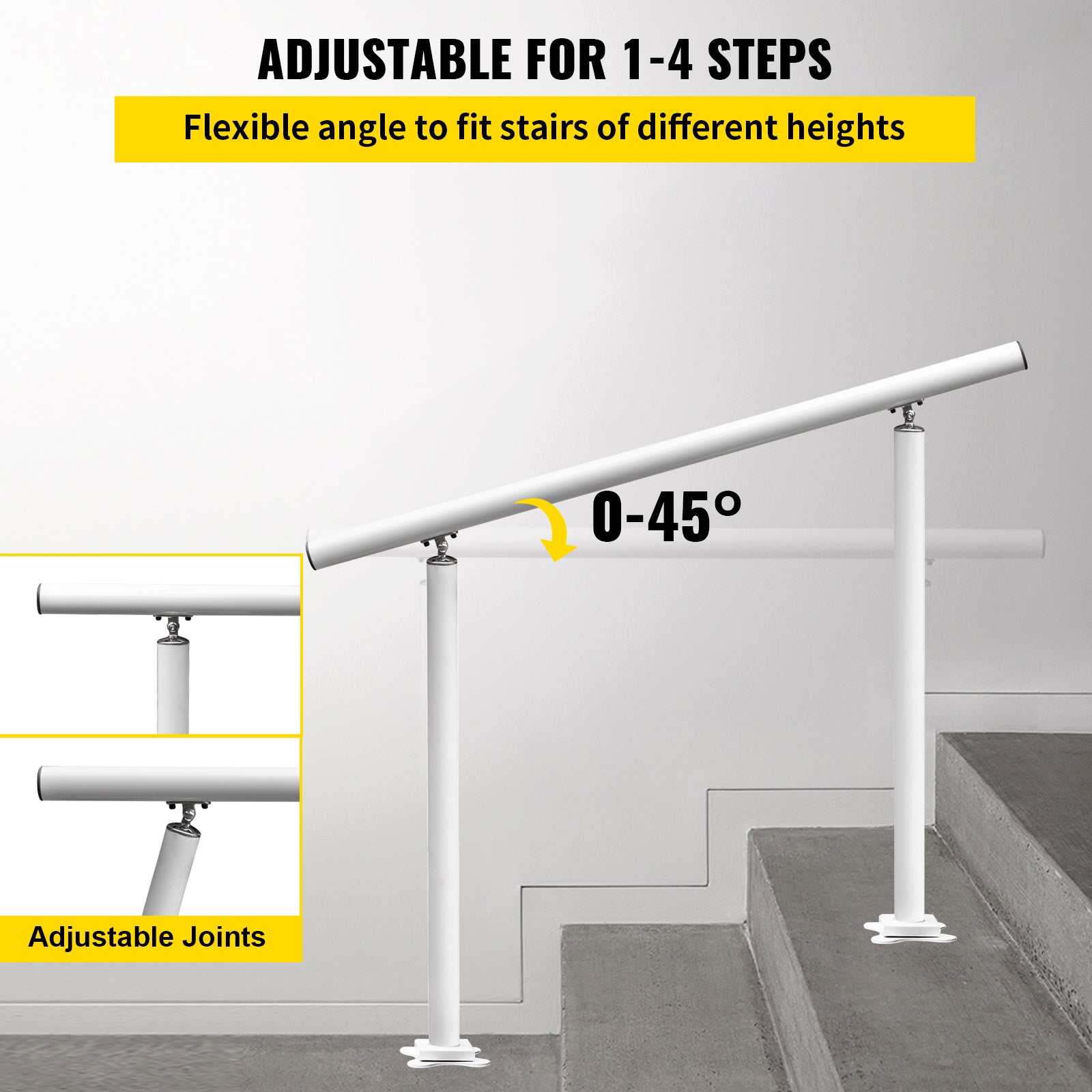 Kit Rampe d’Escalier Blanche en Aluminium/Fer,VEVOR Garde-Corps Extérieur pour Terrasse ou Construction,Main Courante Balustrade Robuste - 3