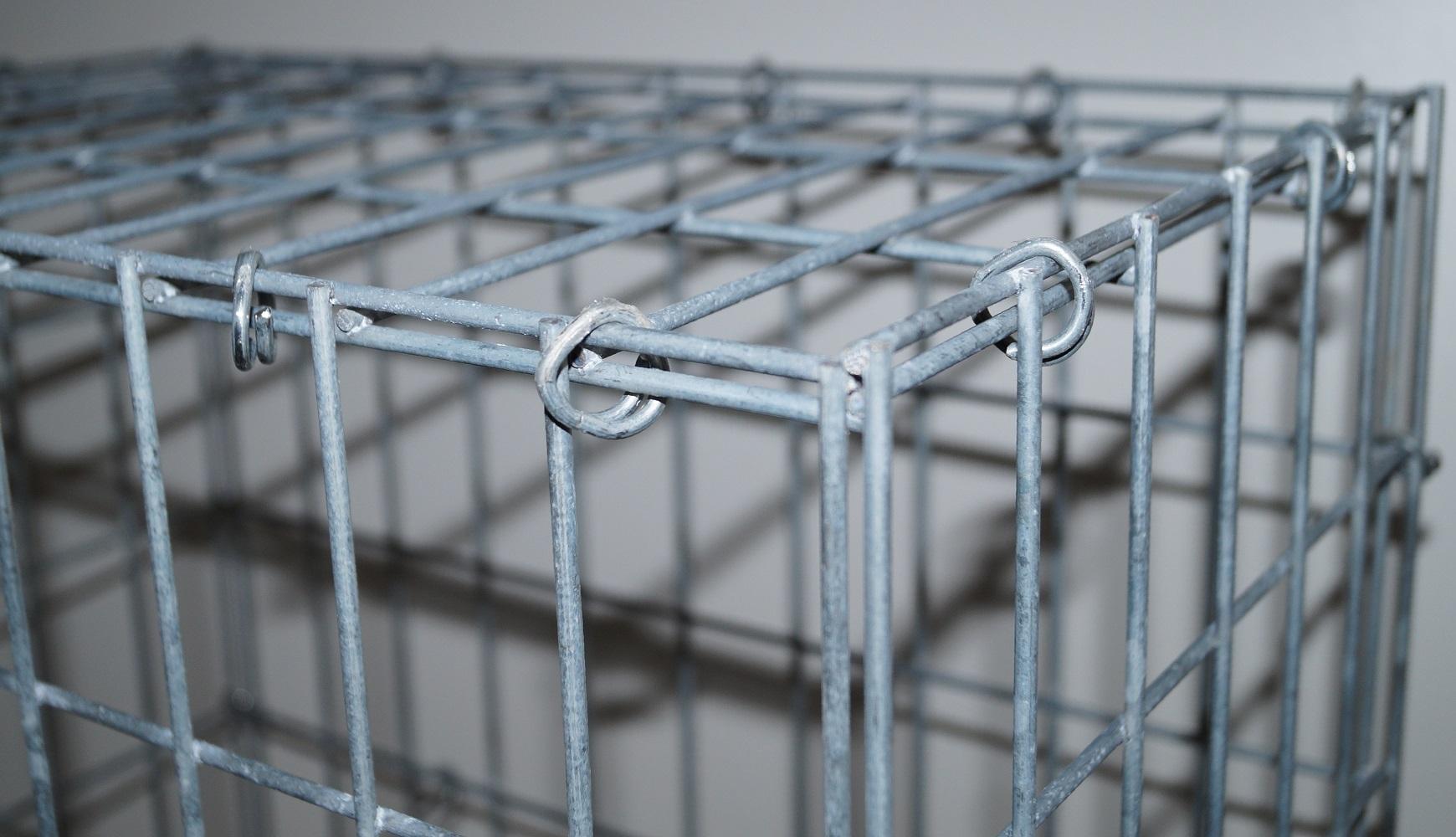 Gavión de acero galvanizado 100x100x50cm (LxAxP), malla 10 x 10cm, Anillo en C, jaula metálica para muro o jardín - 5