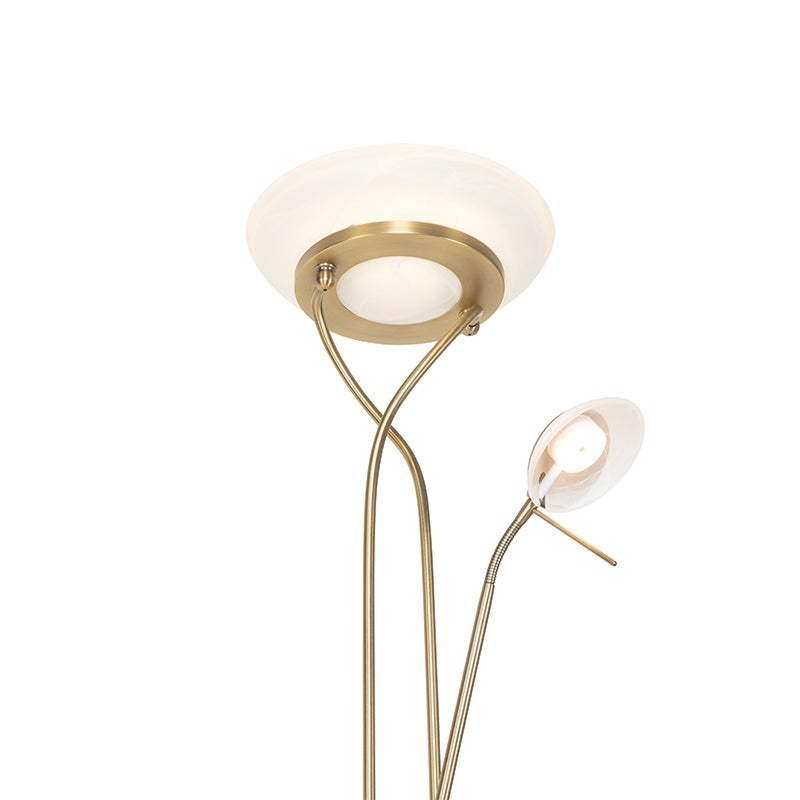 Qazqa moderne lampadaire uplighter avec bras de lecture - Empoli - bronze, led intégrée 30w incluse, Integrated led, 2000k - - 7