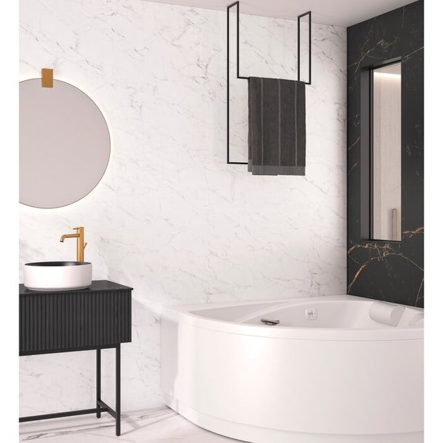 Panneau mural de salle de bain - Kinewall Design - KINEDO - Marbre blanc - 100x250 cm