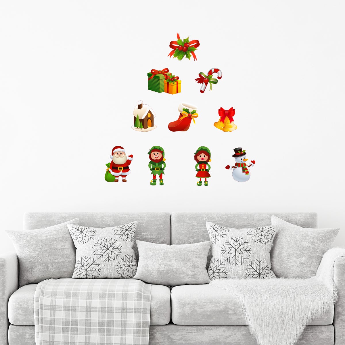 Vinilo navidad papá noel y sus duendes - adhesivo de pared - revestimiento sticker mural decorativo - 50x110cm