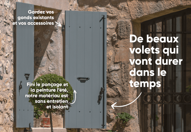 myVolet - Kit volet battant sans entretien - Prêt à assembler - 2VT - H158cm - L144cm