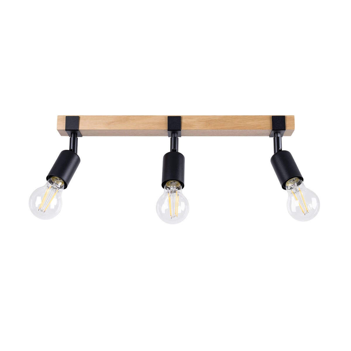 Lampa sufitowa wisząca Zuca czarna-drewno 3xE27x15W industrialna wym: 14 x 15 x 53 cm metal Sollux Lighting