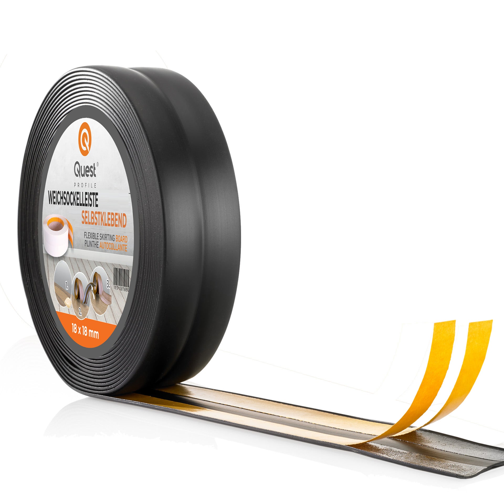 Quest banda de montaje y acabado pvc 30x30mm, 20m, autoadhesiva, noir