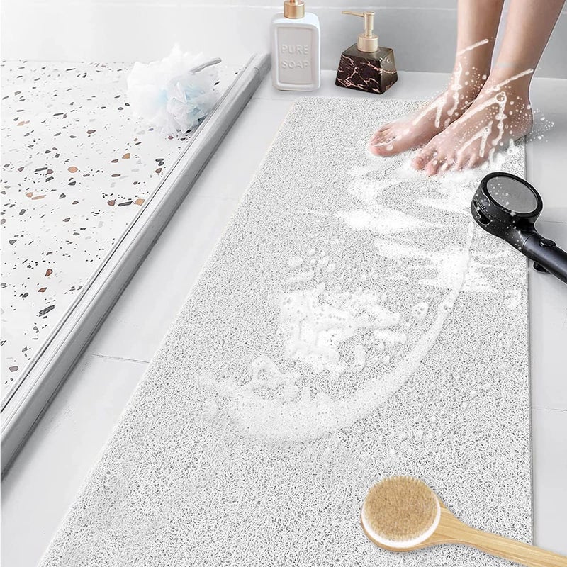 Mata łazienkowa antypoślizgowa, 50 x 80 cm, miękka i wygodna, z otworami drenażowymi, wykonana z PVC, do wanny, masująca, szybkoschnąca (biała)