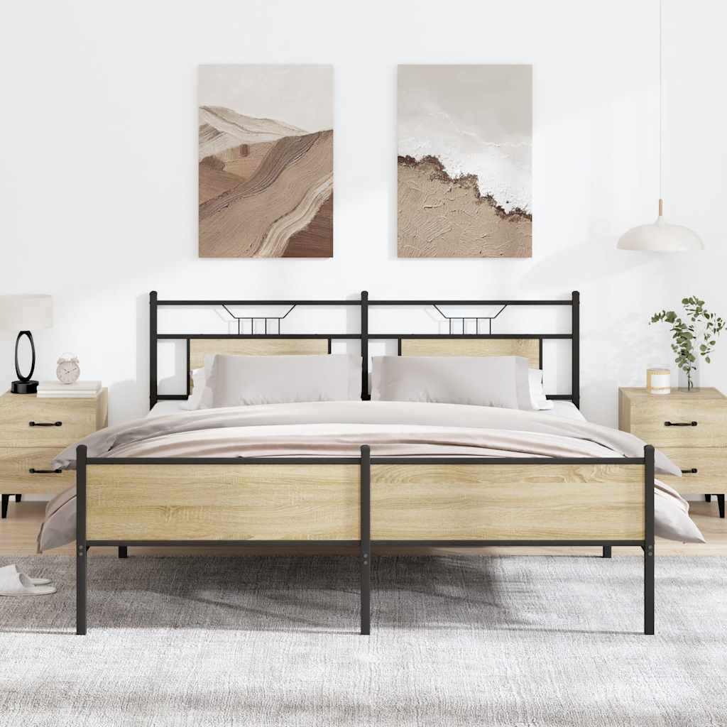 Łóżko Metalowe Rama Łóżka Ze Stelażem Do Pokoju Sypialni 183x213 cm