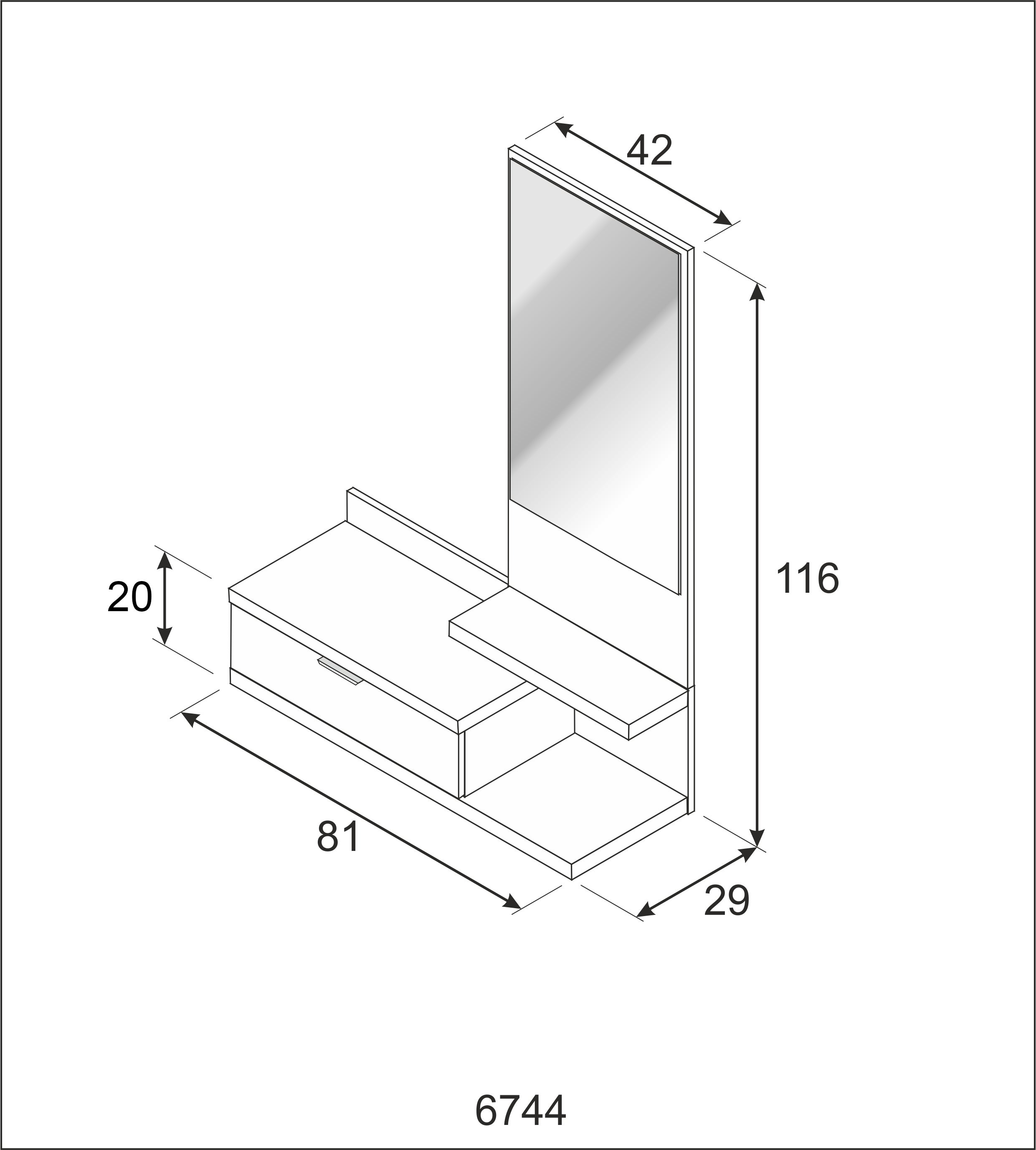 Mobelcenter - Recibidor con Espejo y Cajón, Color Blanco Artik y Roble Nodi - An: 81cm x F: 29cm x Al: 116cm, Medidas Espejo: 40cm x 70cm (1322) - 2