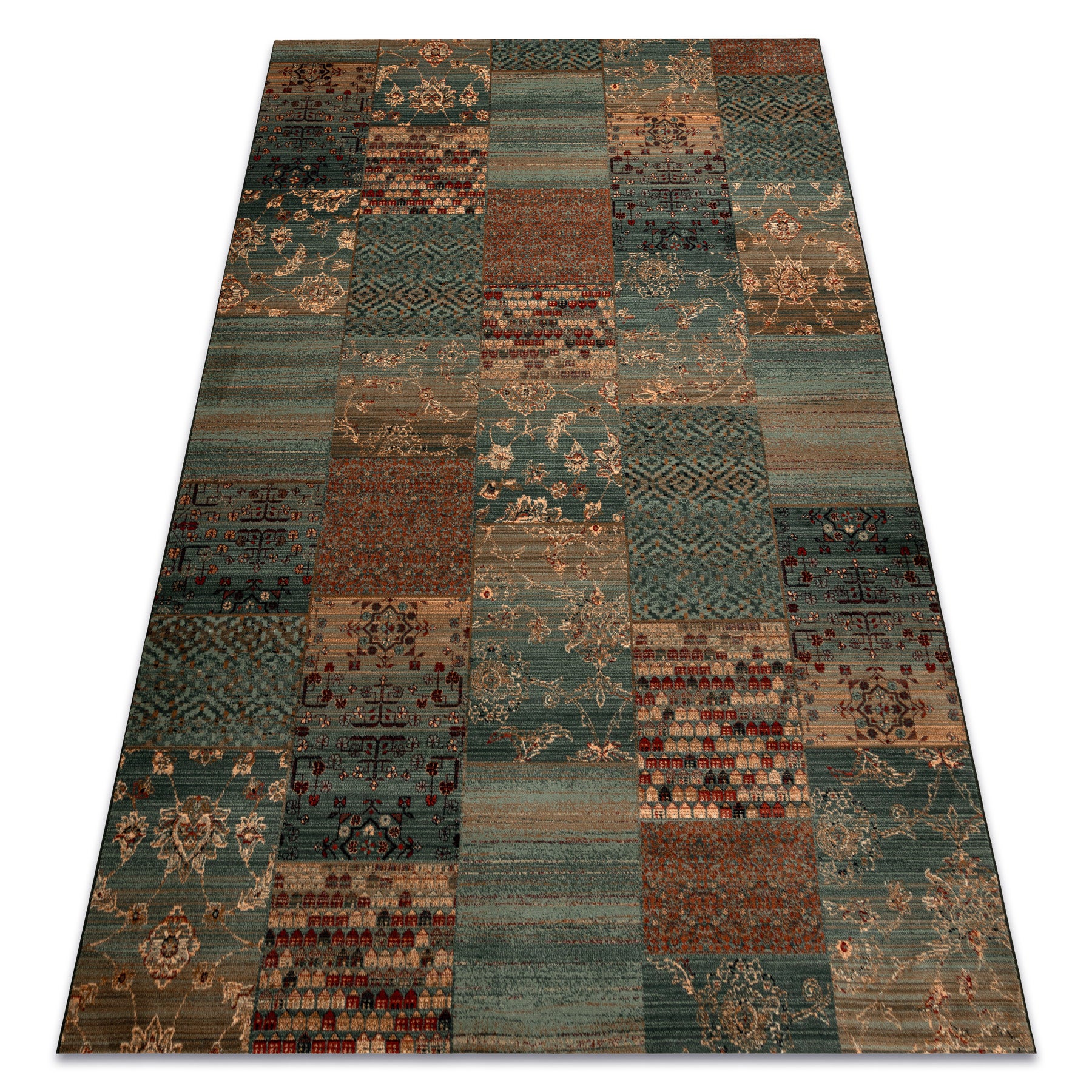 Dywan wełniany KASHQAI 4327 400 Patchwork zielony 160x240 cm
