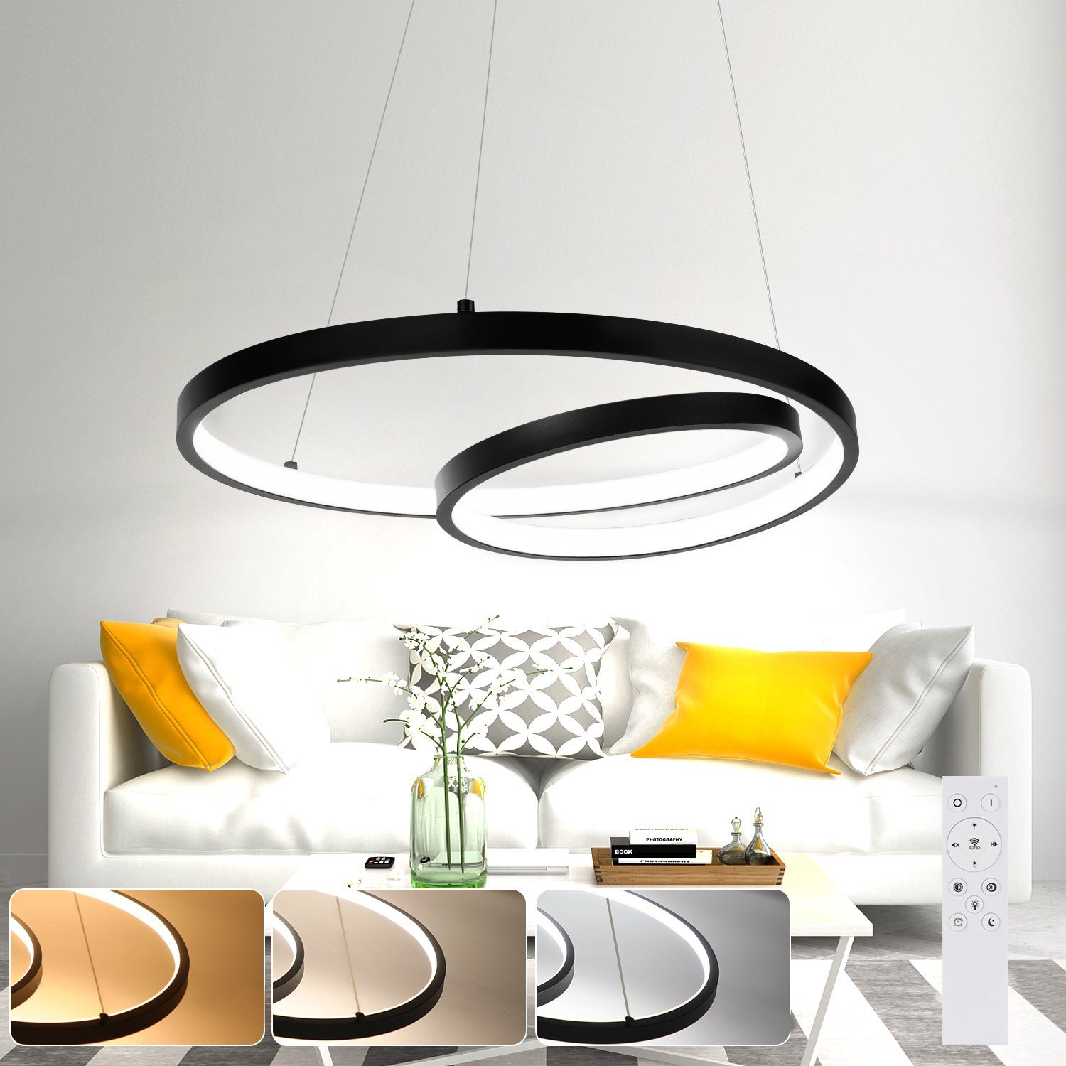 ZMH Lampa wisząca 40 cm, nowoczesny design do salonu, sypialni, kuchni i jadalni
