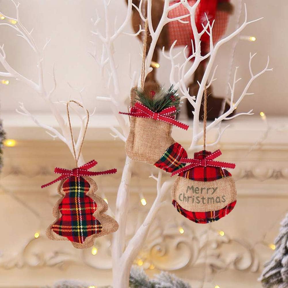 Adornos colgantes para árbol de Navidad: 8 adornos festivos con forma de bola, media y campana para fiestas y eventos - Decoración del hogar - 3
