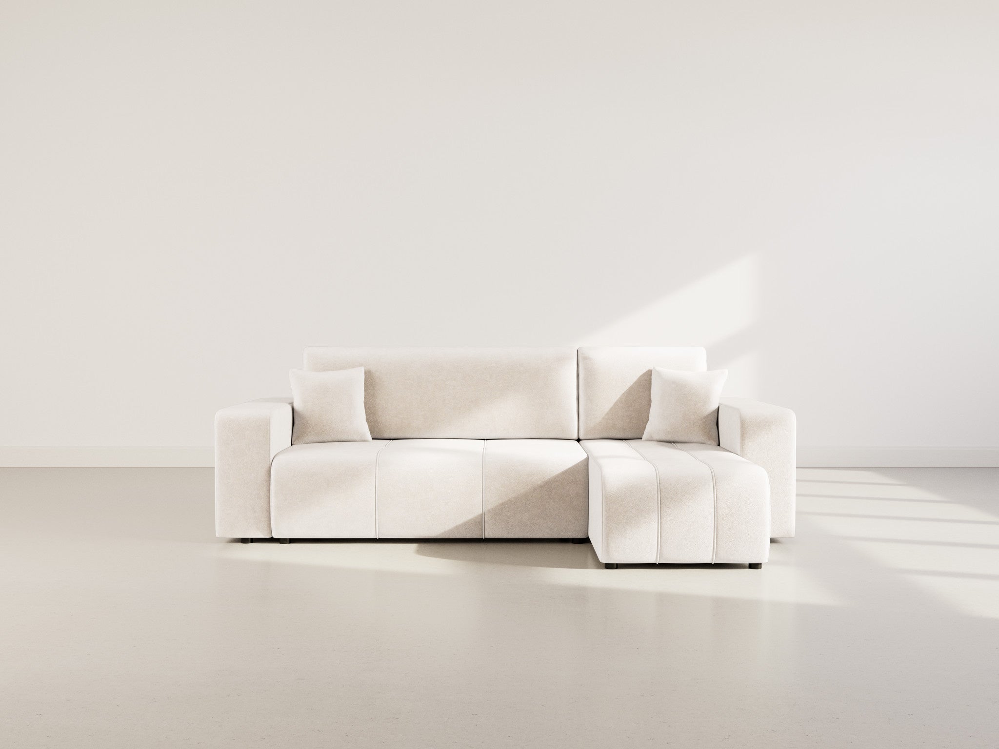 Canapé d'angle convertible 4 places en tissu beige - NICOLE - Best Mobilier - 2