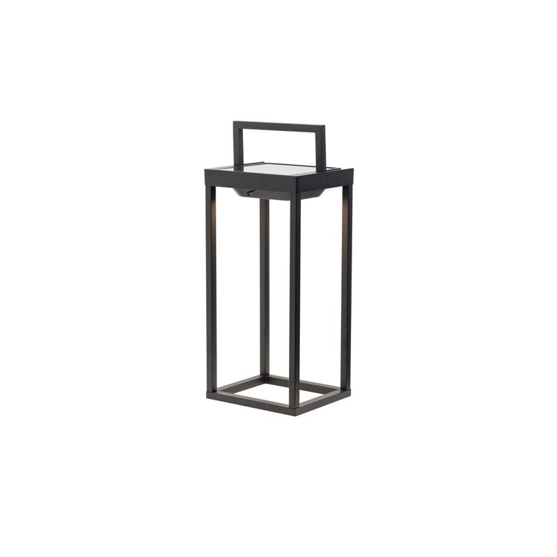 Zafferano - Domowa lampa solarna z 2 diodami LED, 37,3 cm - 2 W, lampa ścienna i stołowa z baterią i czujnikiem zmierzchu - czarna