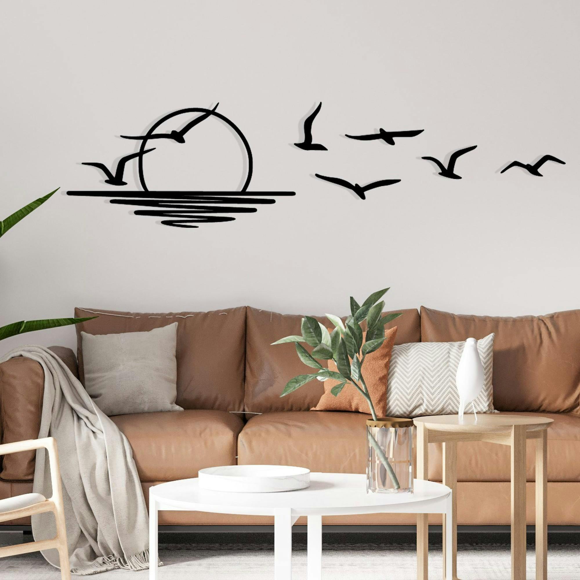 Décoration murale métal noir – coucher de soleil et oiseaux - 2