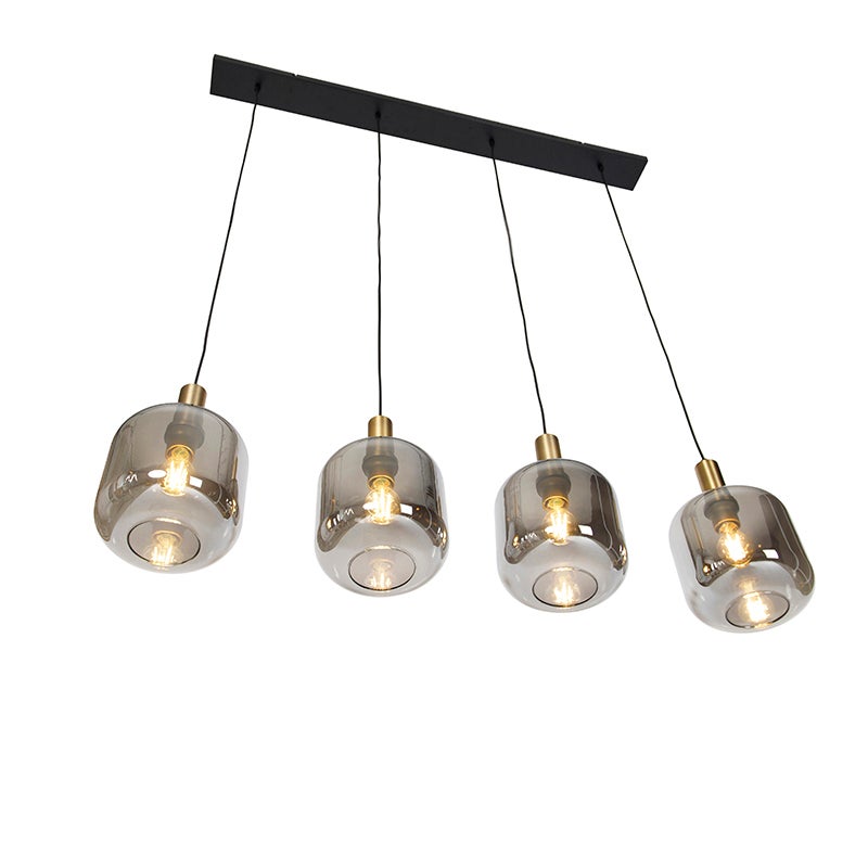 Suspension design noire avec verre doré et fumé 4 lumières - Zuzanna - 8