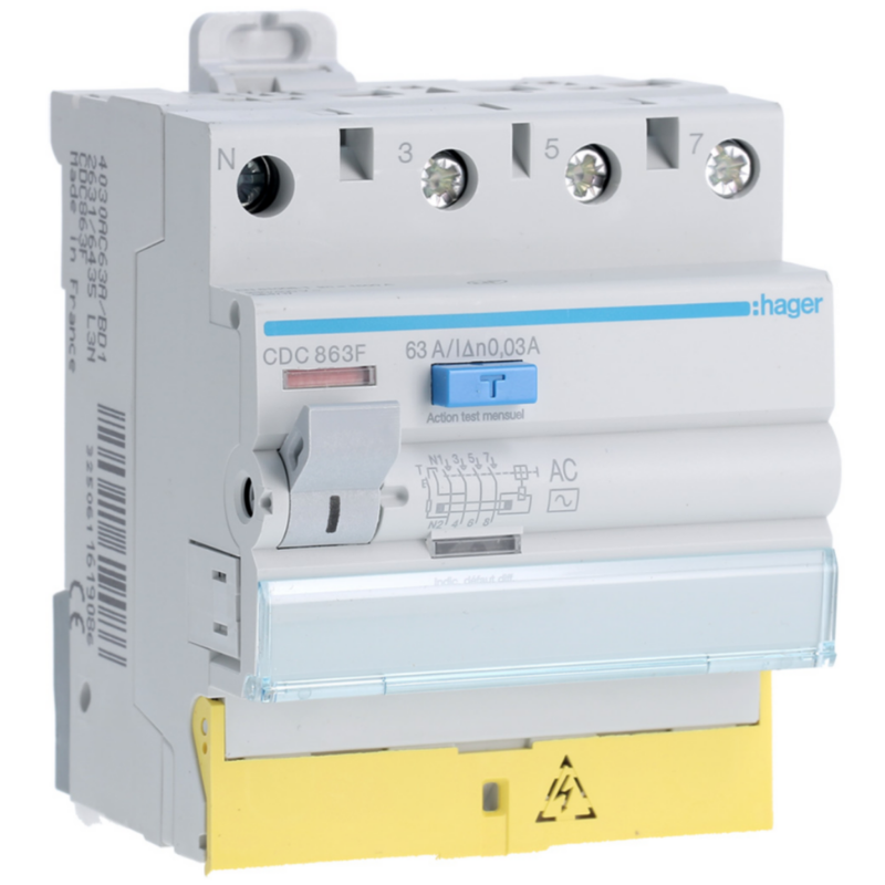 Wyłącznik Różnicowoprądowy Hager AC 30mA 63A Szyna DIN 230/400V
