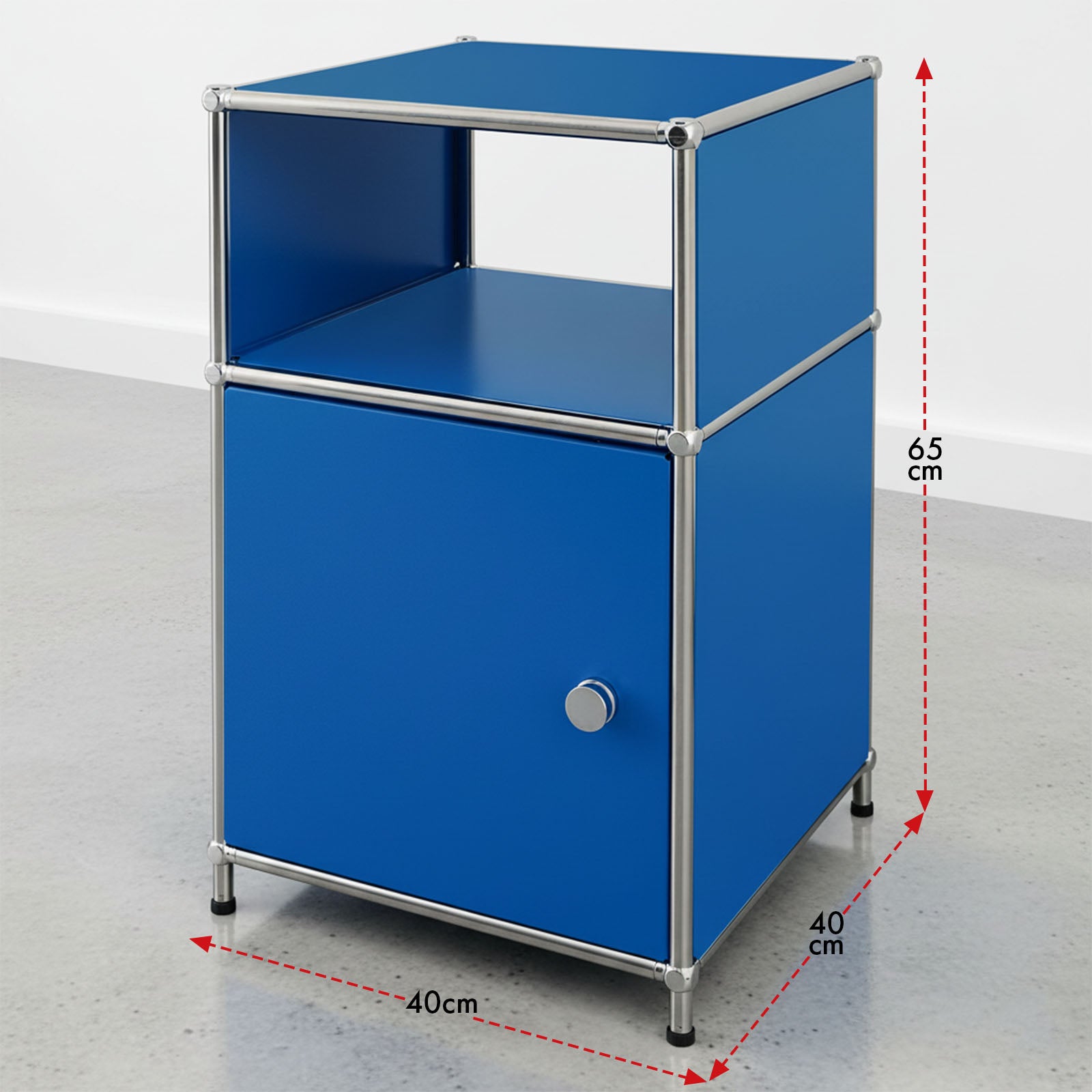 Étagère métal chromé design épuré, Concept Epuré MK-040 : 3 étages, 40 x 40 x 65 cm, Bleu - 3