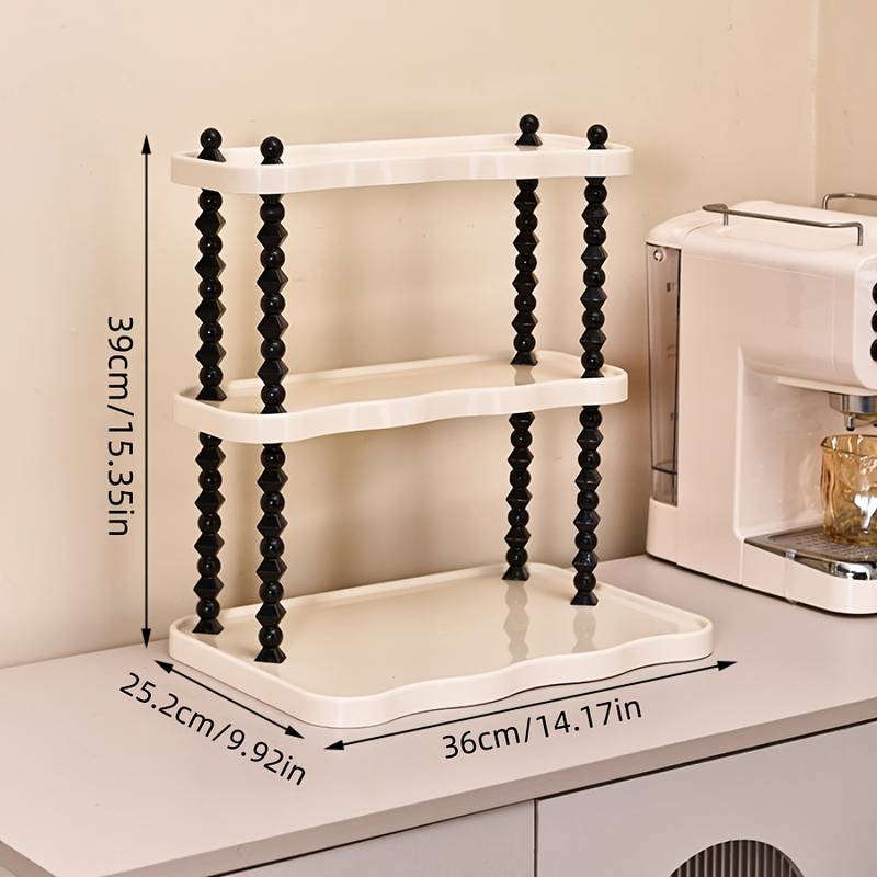 Étagère de bureau 3 niveaux blanc et noir pour mugs et cosmétiques - 5