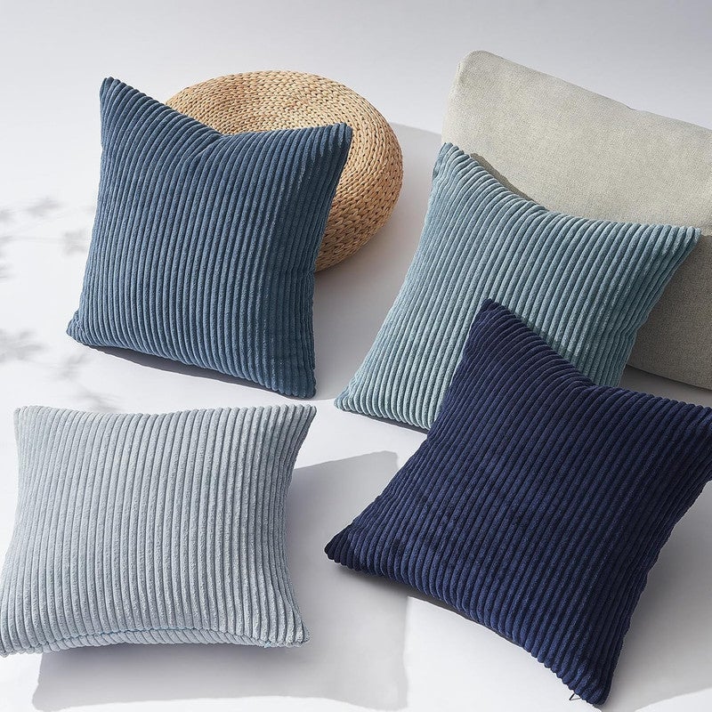 Housse de coussin - 65 x 65 cm - 1 pièce - Décoration pour chambre, salon et maison - Housse de coussin décorative à rayures,bleu - 2
