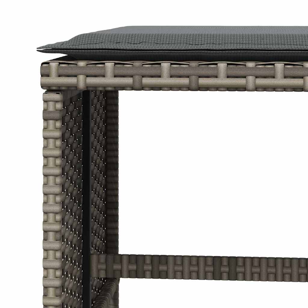 Taburetes de jardín con cojines 4 uds ratán PE gris 41x41x36 cm vidaXL - 8