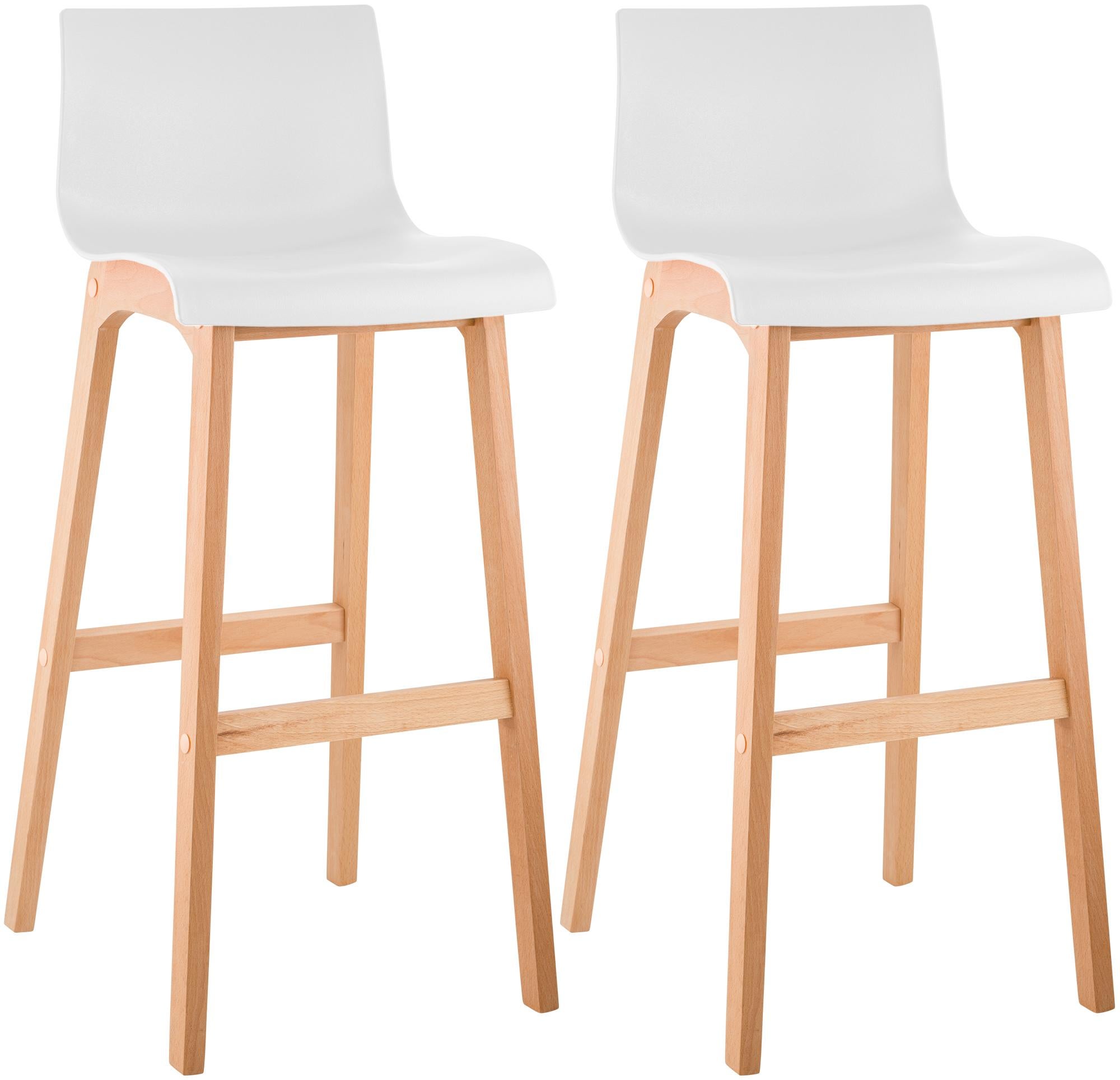 Juego de 2 taburetes de bar hoover natura blancos
