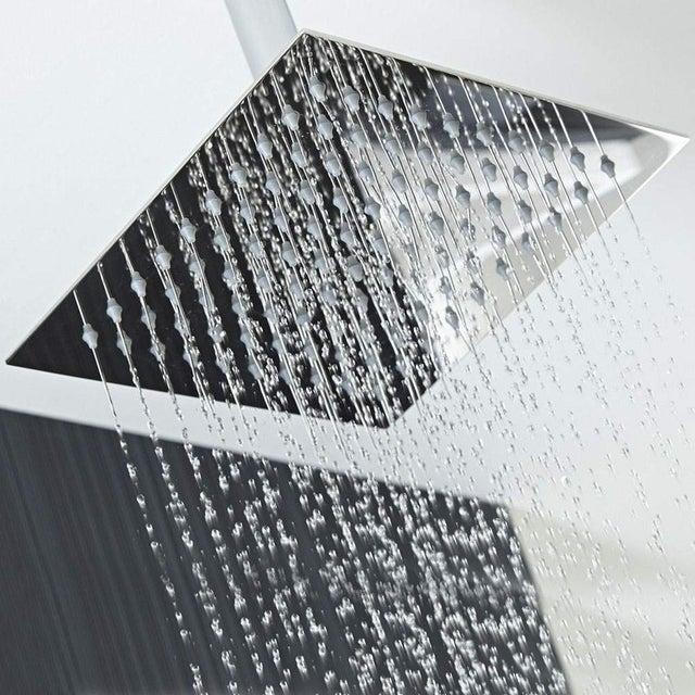 Soffione doccia a pioggia quadrato, soffione doccia ad alta pressione in acciaio inossidabile 304 ultra sottile con braccio doccia, soffione doccia a cascata moderno cromato,8 pollici