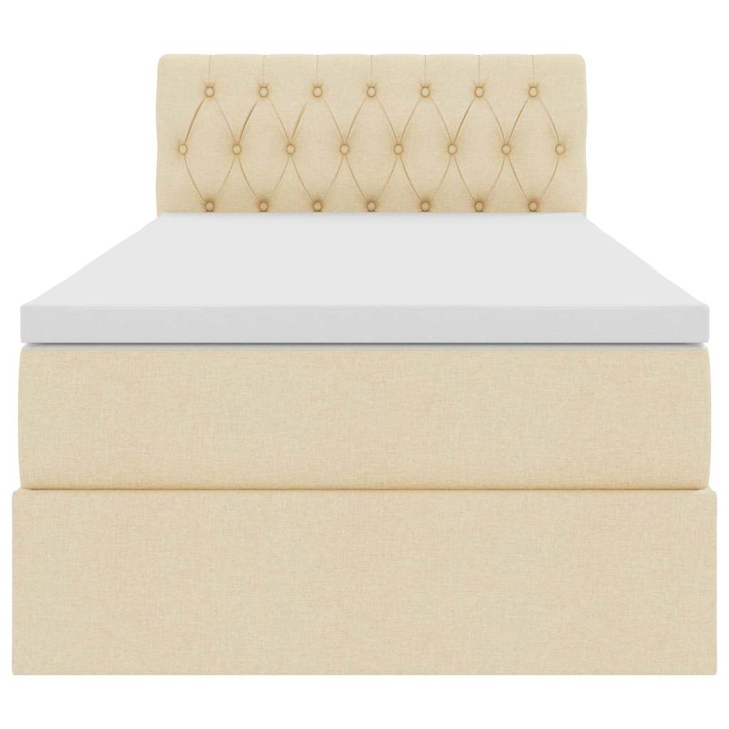 Lit avec rangement et matelas crème 90 x 190 cm velours - 7