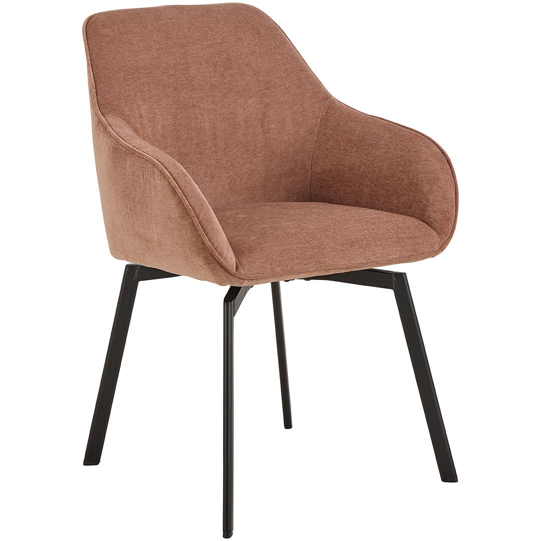 Clara krzesło stołowe z podłokietnikami chenille brązowy.