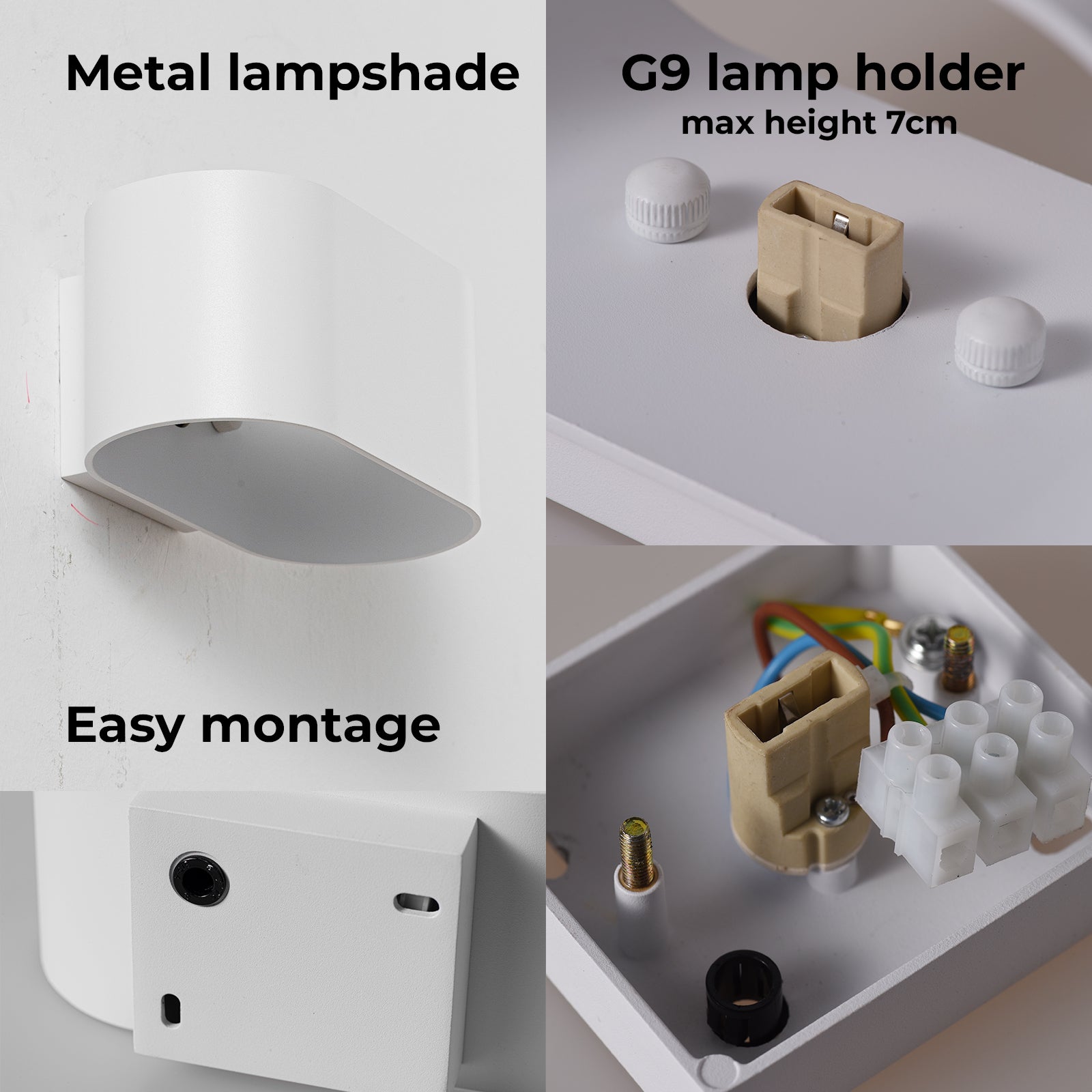 Aplique de pared interior de aluminio blanco con iluminación arriba y abajo, casquillo G9 (bombilla no incluida) - 5