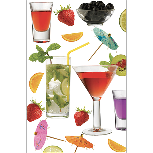 Calcomanía de refrigerador y lavavajillas, cóctel de sabor decorativo tropical, 75 cm x 49 cm