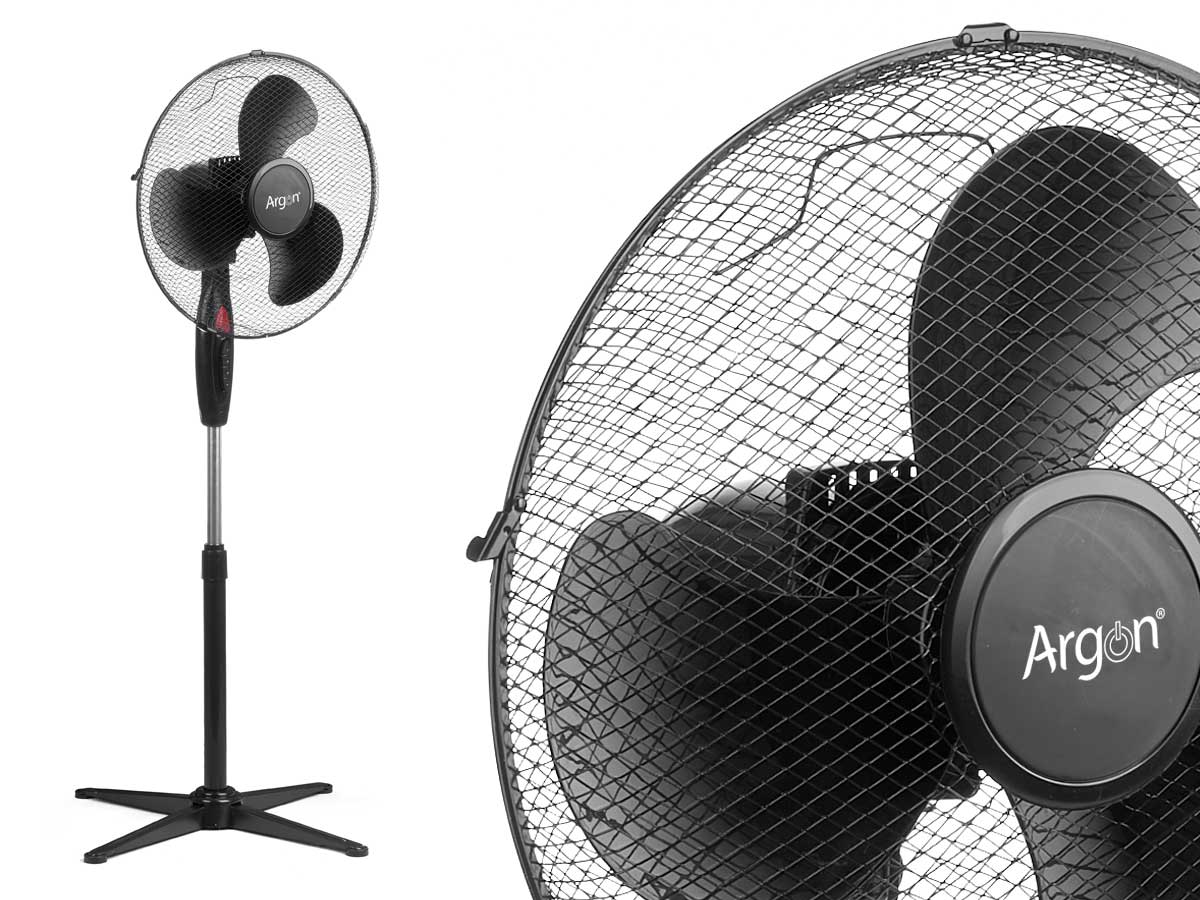 Ventilateur sur pied noir avec oscillation de 180º. 45W de puissance et 3 vitesses. - 2