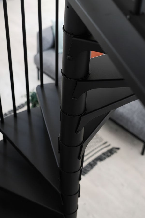 Escalier colimaçon métal 13 marches - Hauteur à franchir 2.52 à 3.05m - Diamètre 160cm - Noir - RONDO160-NN-13 - 4