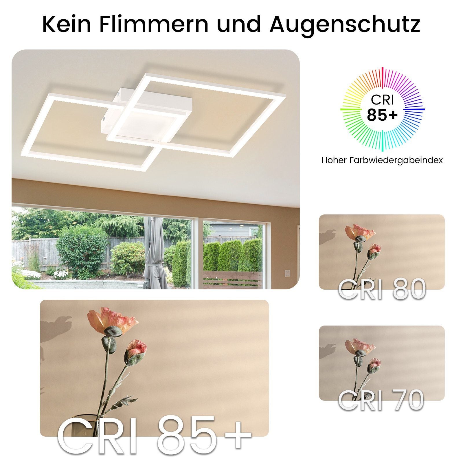 NETTLIFE Ściemnialna lampa sufitowa LED Nowoczesny design Salon z pilotem 52W Lampa kuchenna do sypialni i jadalni - 4