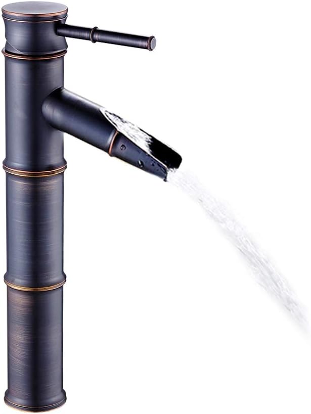 Antyczna miedziana i bambusowa bateria umywalkowa do łazienki - Nowa, nowoczesna wersja komercyjna ze stali nierdzewnej w kolorze czarnego brązu