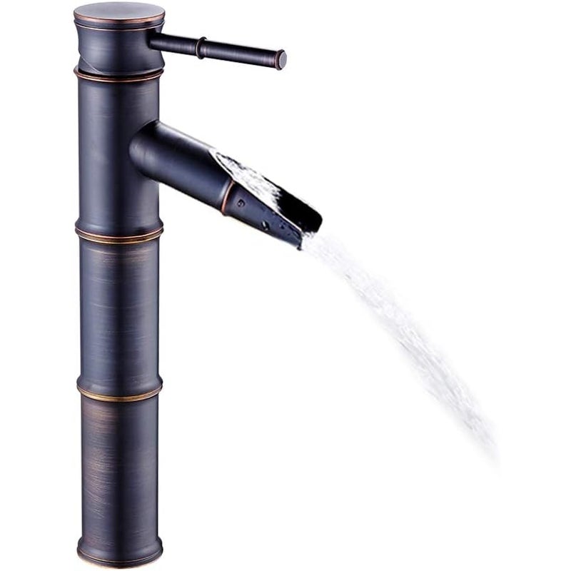 Antyczna miedziana i bambusowa bateria umywalkowa do łazienki - Nowa, nowoczesna wersja komercyjna ze stali nierdzewnej w kolorze czarnego brązu