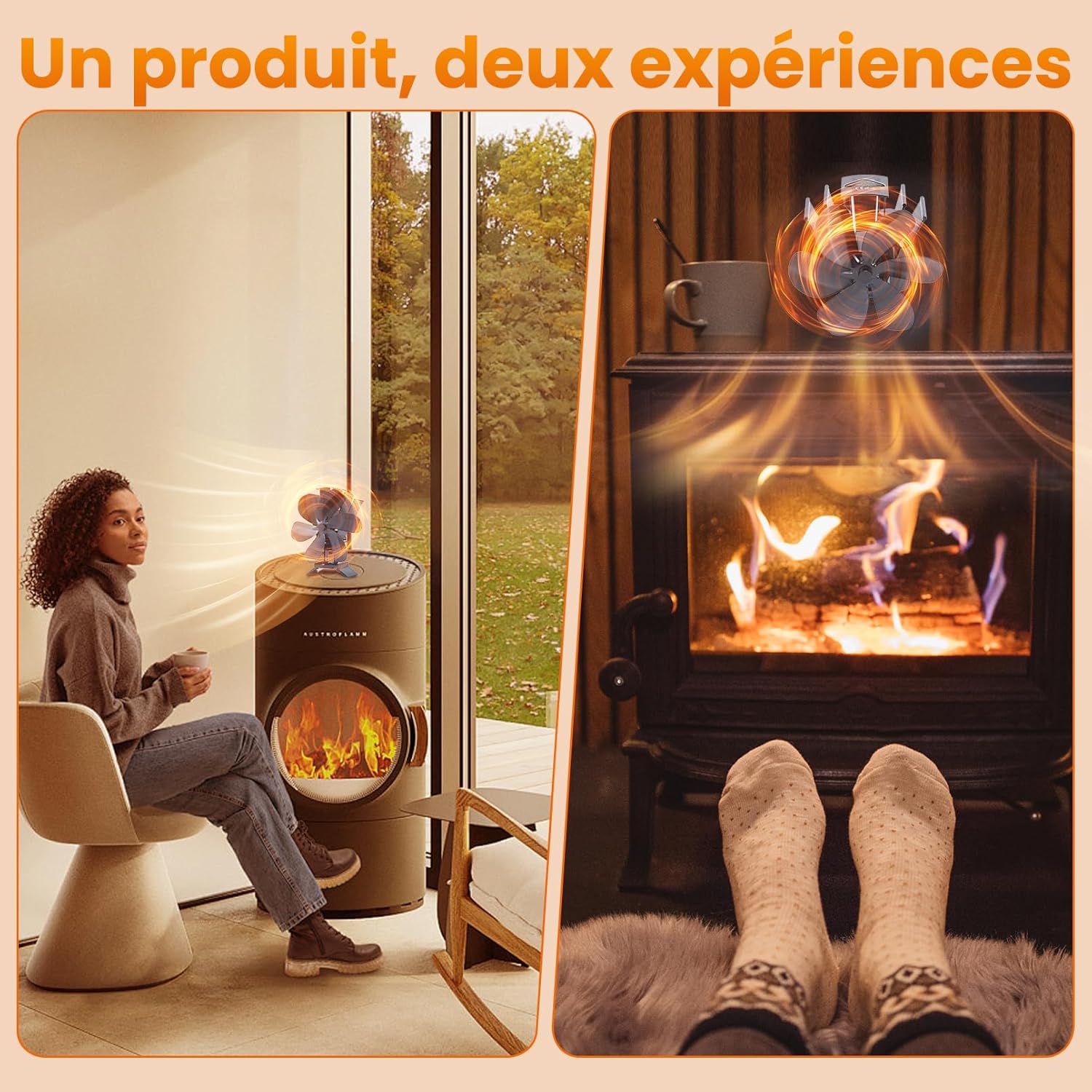 Ventilateur Poele à Bois 6 Pales Adapté aux Cheminées et aux Tuyaux de Poêle Ventilateur de Cheminée，thermomètre - 8