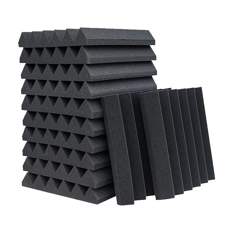 Opakowanie 12 paneli piankowych dźwiękochłonnych – Ognioodporne – Do podcastów, studiów nagraniowych, biur – 30 x 30 x 2,5 cm – Czarne