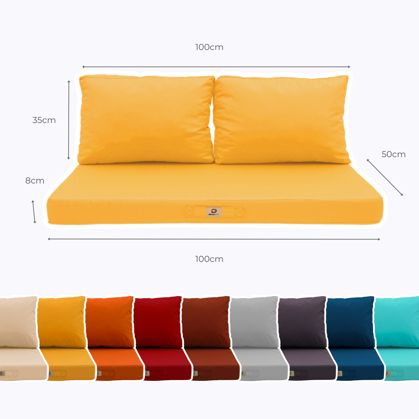 Coussins pour salon de jardin déhoussable 100x50cm Jaune - 5
