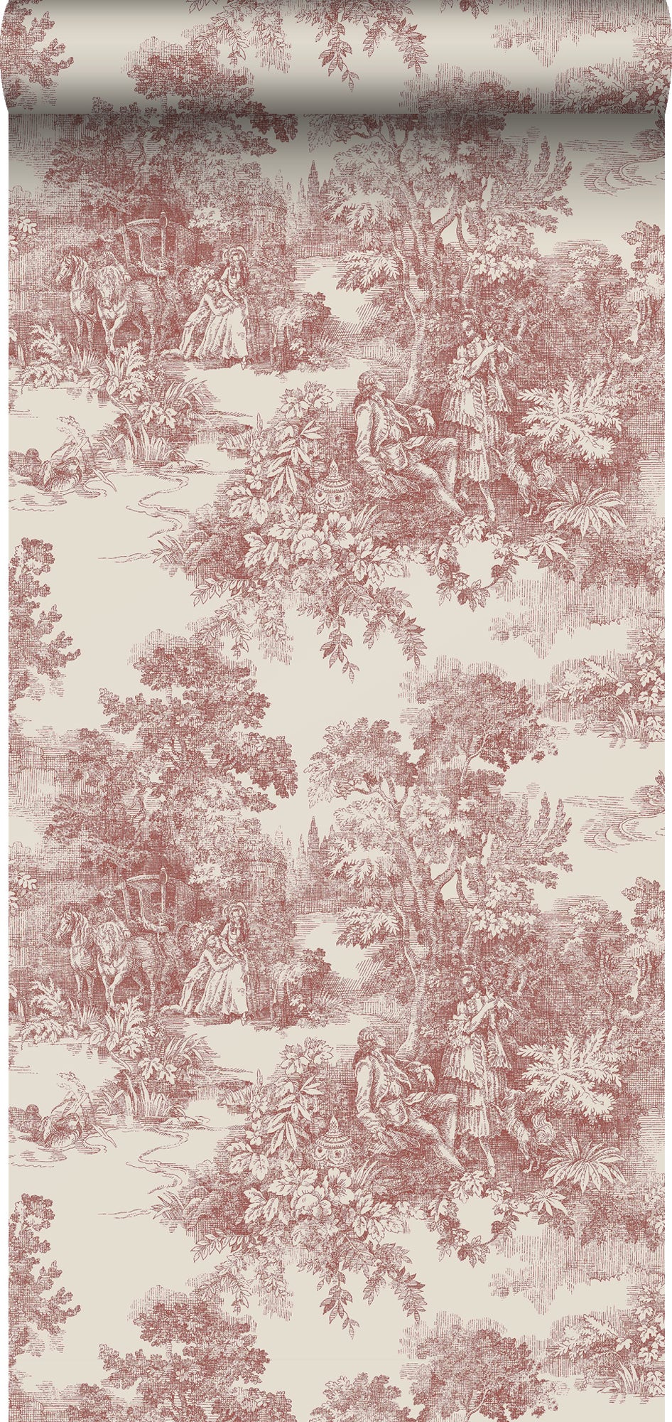 Tapeta nadruk toile de jouy czerwonym - 53 cm x 10.05 m - BORASTAPETER