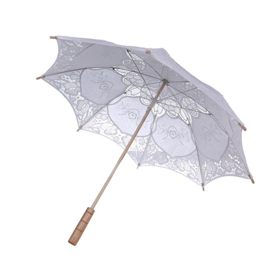 Ombrelle de mariage en dentelle, mini parasol pour mariée. Accessoire idéal pour fête, danse et séance photo.Blanc - 3