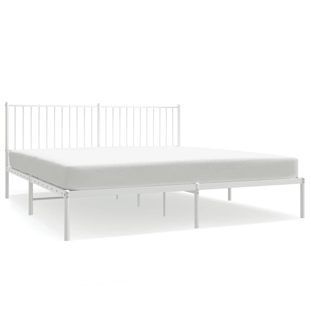 Łóżko Metalowe Białe Rama Łóżka Ze Stelażem DO Pokoju Sypialni 183x213 cm